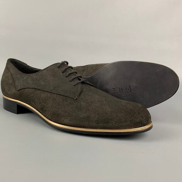 MOSCHINO Size 9.5 Brown Suede Gold Trim Laces - Picture 3 of 7